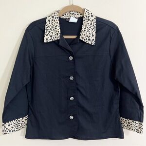 CACTUS FLOWER Women's Vintage Style Animal Print Rhinestoned Button Up Size‎ L